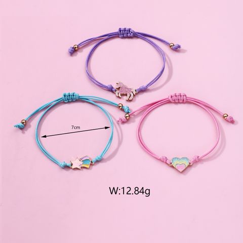 Casual Cute Animal Rainbow Heart Shape Alloy Rope Enamel Women's Bracelets
