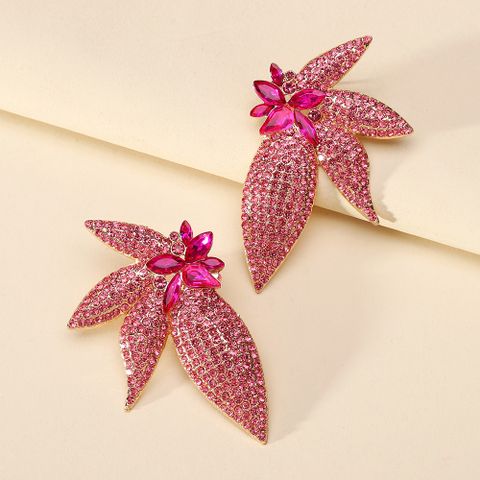 1 Pair Elegant Shiny Wings Plating Inlay Alloy Glass Ear Studs