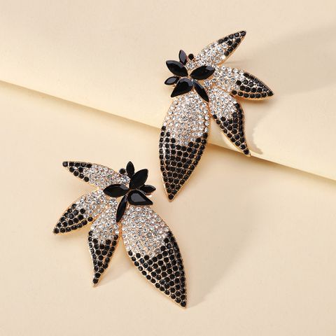 1 Pair Elegant Shiny Wings Plating Inlay Alloy Glass Ear Studs
