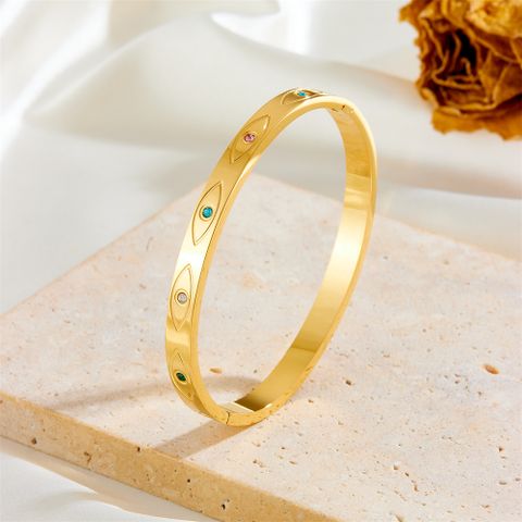 Elegant Simple Style Tree Heart Shape Butterfly Stainless Steel 18K Gold Plated Acrylic Bangle In Bulk