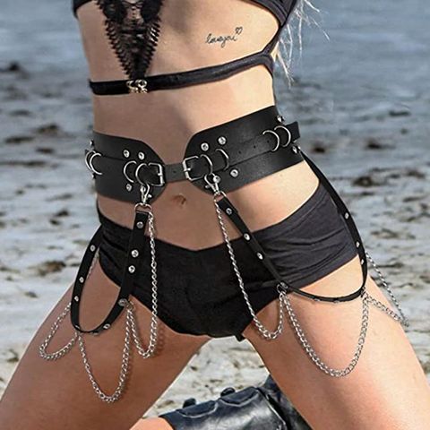 Sexy Fashion Geometric Pu Leather Alloy Women's Leather Belts