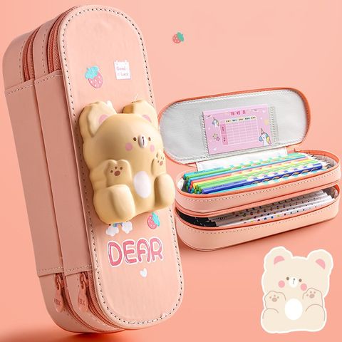 Cartoon Leather Learning School Princess Preppy Style Simple Style Pencil Case