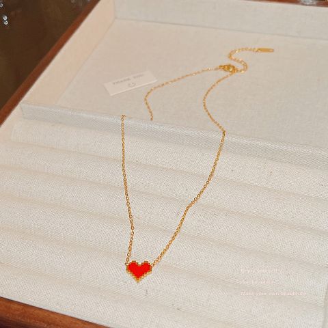 Simple Style Heart Shape Titanium Steel 18k Gold Plated Pendant Necklace