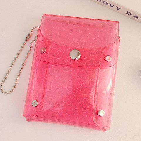 Women's Solid Color Pvc Buckle Card Holders