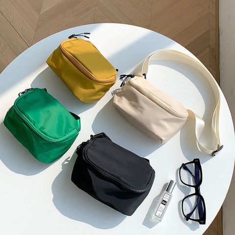 Women's Small Nylon Solid Color Classic Style Square Zipper Shoulder Bag