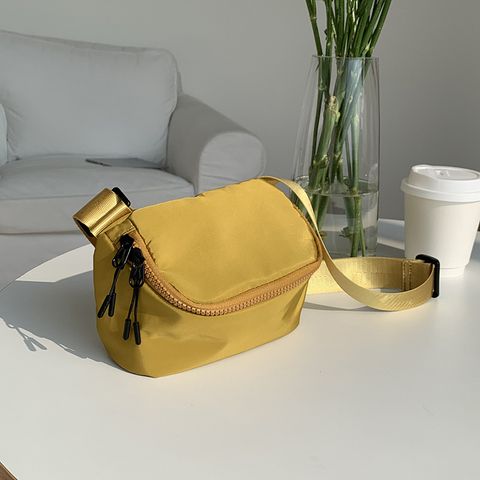 Women's Small Nylon Solid Color Classic Style Square Zipper Shoulder Bag