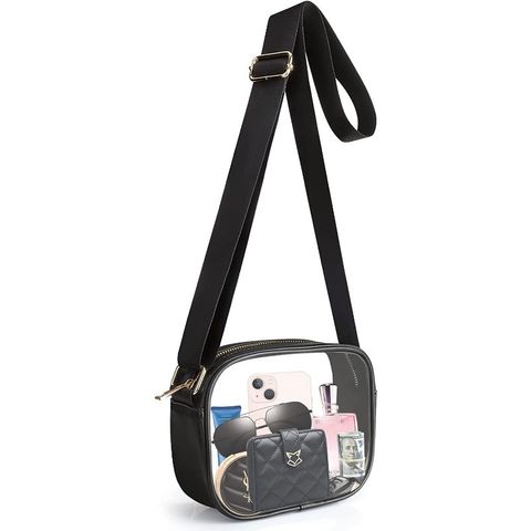 Women's Small Pvc Color Block Classic Style Oval Zipper Square Bag