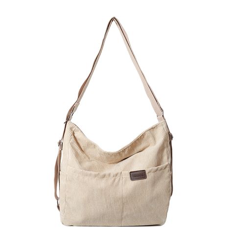 Women's Corduroy Solid Color Classic Style Square Zipper Shoulder Bag