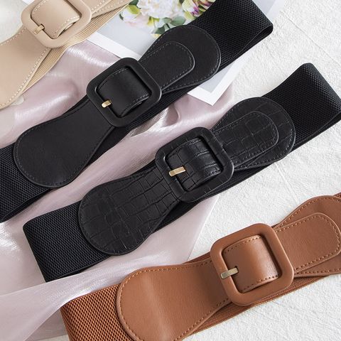 Fashion Solid Color Pu Leather Alloy Women's Corset Belts