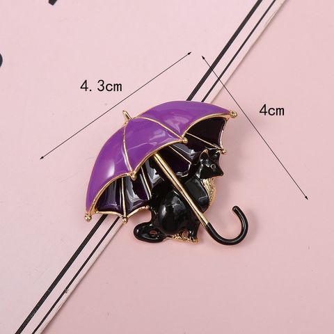 Cute Cat Umbrella Alloy Enamel Plating Women's Brooches
