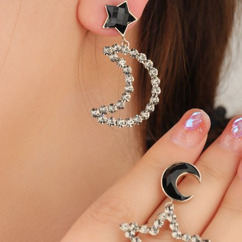 1 Pair Ig Style Star Moon Plating Copper Drop Earrings