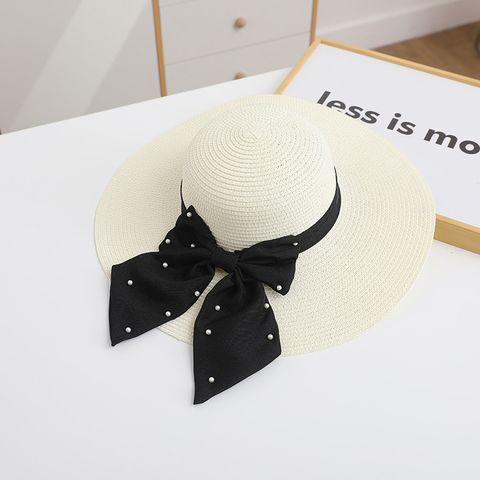 Women's Simple Style Classic Style Color Block Wide Eaves Straw Hat