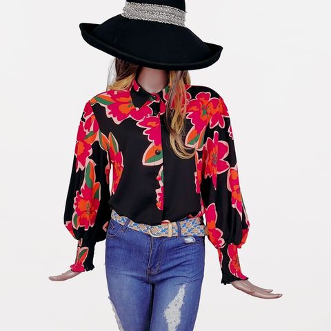 Women's Blouse Long Sleeve Blouses Elegant Streetwear Flower