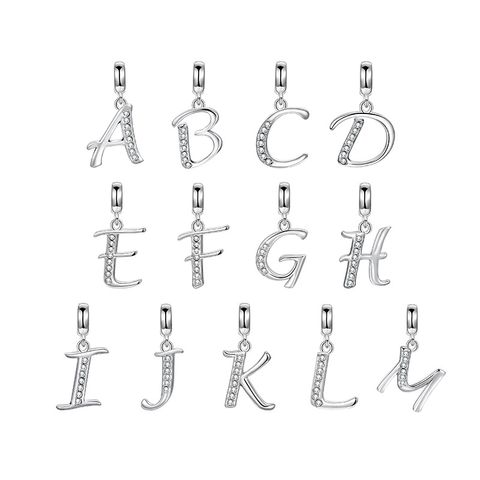1 Piece Simple Style Letter Sterling Silver Inlay Pendant Jewelry Accessories