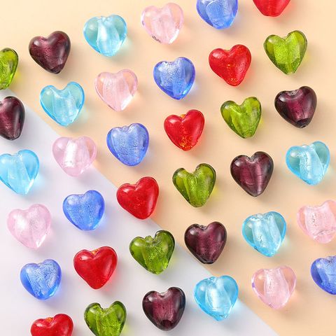 10 PCS/Package Glass Heart Shape Beads