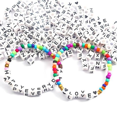 100 Pieces Simple Style Letter Arylic Beads Jewelry Accessories