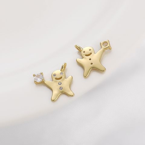 1 Piece Cute Gingerbread Star Moon Copper Plating Inlay Pendant Jewelry Accessories