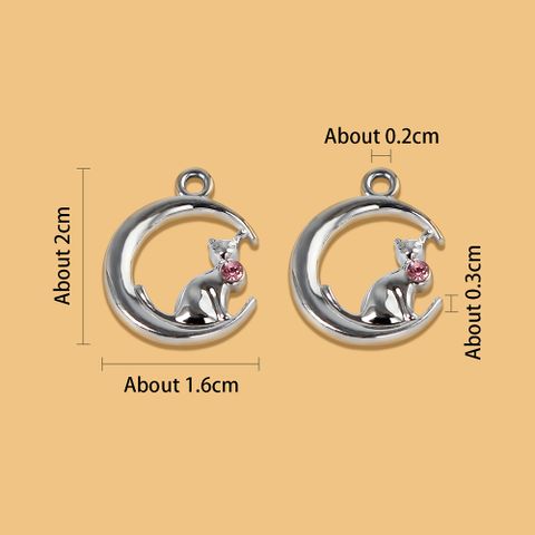 1 Piece Cute Simple Style Moon Cat Alloy Plating Inlay Pendant Jewelry Accessories
