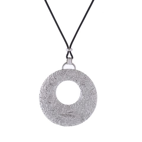 Elegant Simple Style Circle Alloy Leather Rope Plating Women's Pendant Necklace