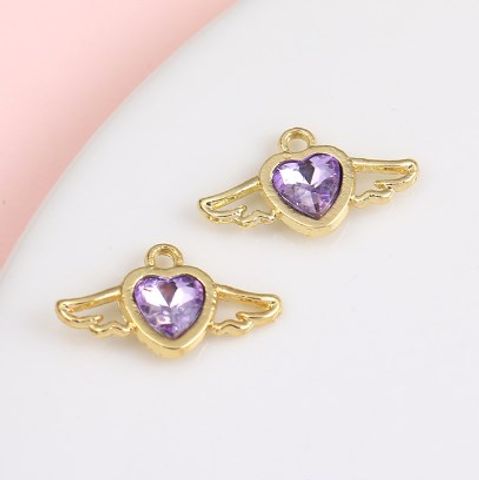 1 Piece Sweet Simple Style Heart Shape Wings Alloy Plating Inlay Pendant Jewelry Accessories