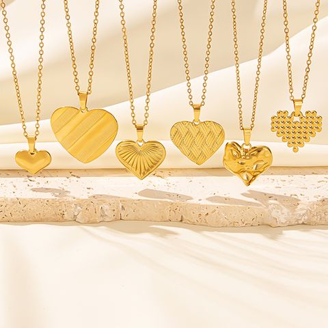 Elegant Simple Style Heart Shape Stainless Steel Plating 18k Gold Plated Pendant Necklace
