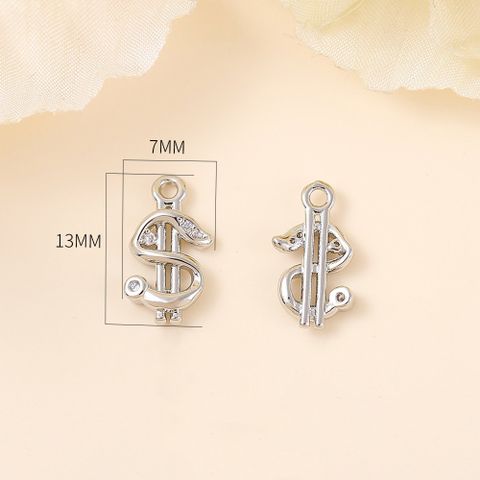 1 Piece Simple Style Dollar Copper Plating Inlay Pendant Jewelry Accessories