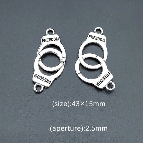 100 Pcs/package Simple Style Letter Handcuffs Alloy Plating Pendant Jewelry Accessories