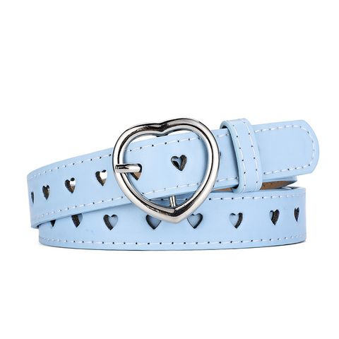 Cinturón De Hebilla De Corazón De Melocotón Creativo Para Mujer Cinturón De Jeans De Decoración Simple Hueca Con Agujero De Amor De Moda Para Mujer