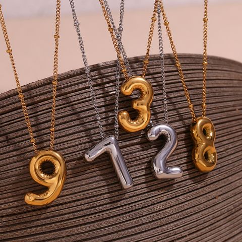 Simple Style Classic Style Number Stainless Steel Plating 18k Gold Plated Pendant Necklace