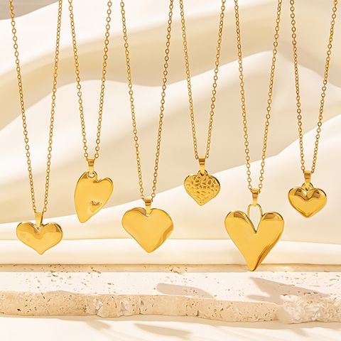 Elegant Cute Heart Shape Stainless Steel Plating 18k Gold Plated Pendant Necklace