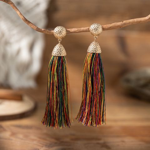 1 Pair Bohemian Color Block Polycarbon Fiber Dangling Earrings