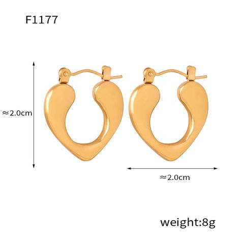 1 Pair Elegant Heart Shape Patchwork Plating Titanium Steel 18k Gold Plated Ear Studs
