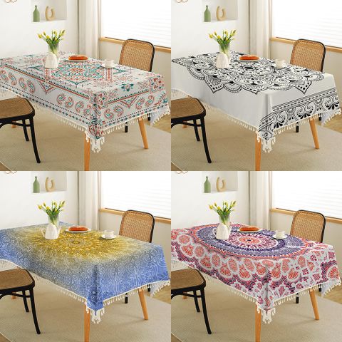 Vacation Simple Style Classic Style Color Block Cotton And Linen Tablecloths