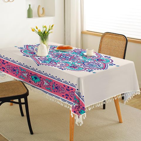 Vacation Simple Style Classic Style Color Block Cotton And Linen Tablecloths