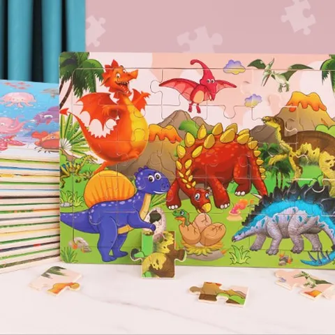 Puzzles Cartoon Dinosaur Mermaid Wood Toys