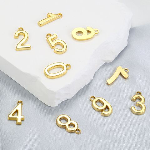 1 Piece Simple Style Number Brass Plating Pendant Jewelry Accessories