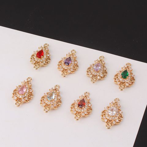 1 Piece Simple Style Water Droplets Copper Inlay Connector Jewelry Accessories