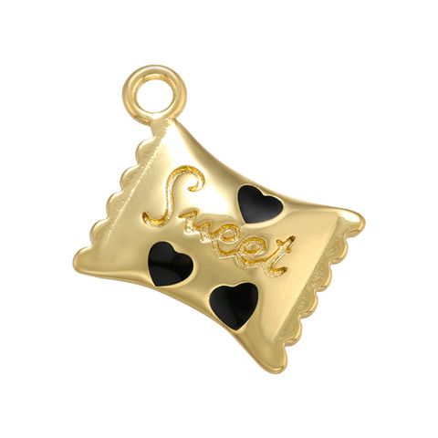 1 Piece Sweet Letter Heart Shape Candy Brass Enamel Pendant Jewelry Accessories
