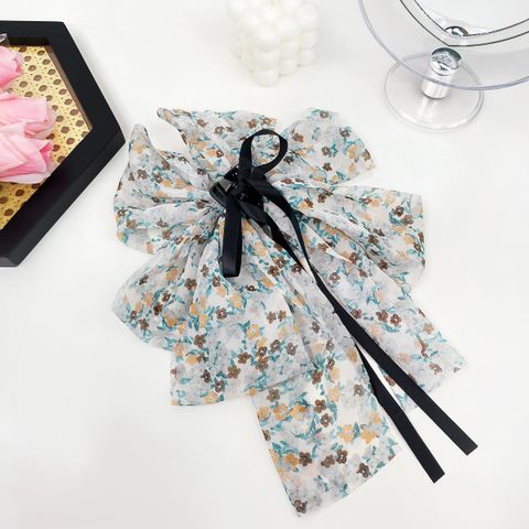 Women's Pastoral Bow Knot Cloth Floral Hair Clip
