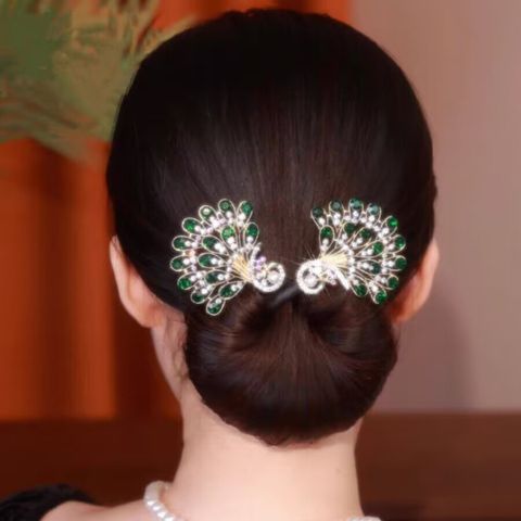Women's Simple Style Peacock Feather Flower Alloy Plating Inlay Rhinestones Hair Band