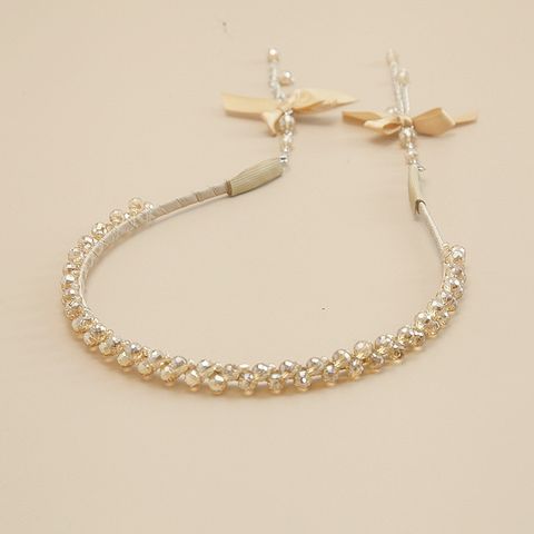 Women's Simple Style Shiny Bow Knot Artificial Crystal Beaded Tassel Hair Band