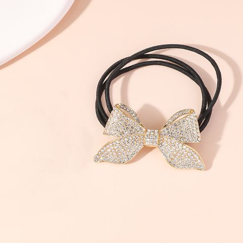 Women's Simple Style Butterfly Bow Knot Alloy Inlay Rhinestones Pearl Hair Tie