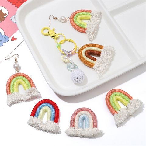 1 Piece Cartoon Style Rainbow Cloth Hemp Rope Tassel Pendant Jewelry Accessories
