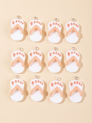 12 Pieces Simple Style Slippers Resin Enamel Pendant Jewelry Accessories