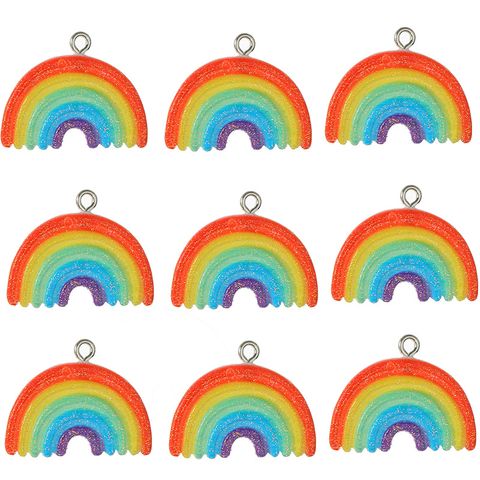 10 Pieces Simple Style Rainbow Alloy Resin Epoxy Pendant Jewelry Accessories