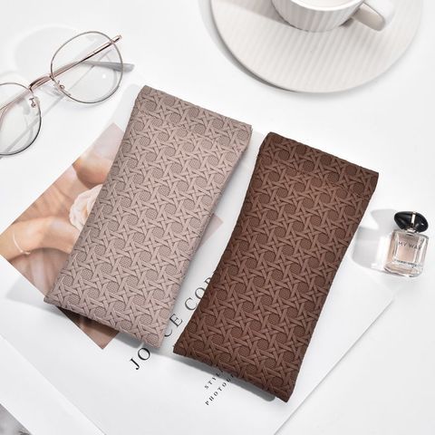 Casual Geometric Pu Leather Unisex Glasses Pouch