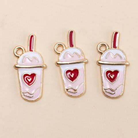 10 Pieces Cartoon Style Cup Heart Shape Alloy Enamel Pendant Jewelry Accessories
