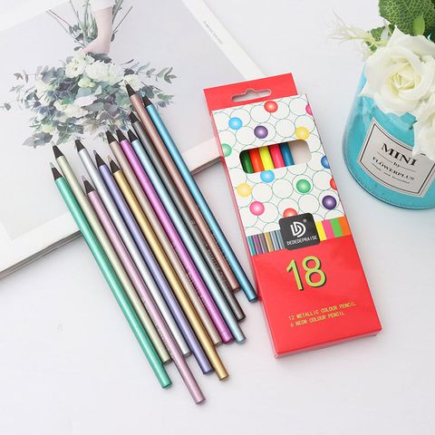 1 Set Color Block Learning School Wood Simple Style Classic Style Pencil