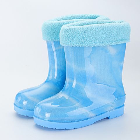 Kid'S Basic Stripe Round Toe Rain Boots