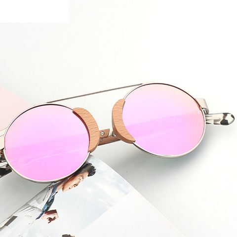 Retro Simple Style Solid Color Tac Round Frame Full Frame Women's Sunglasses
